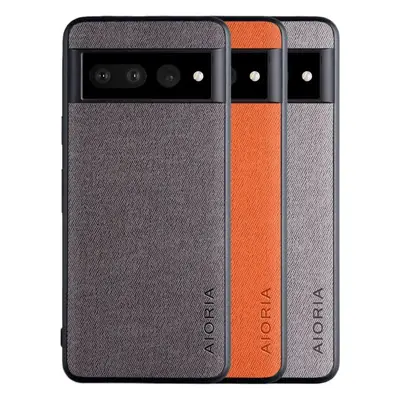 Google Pixel 7 Pro Phone Case Real Cloth Grey Orange