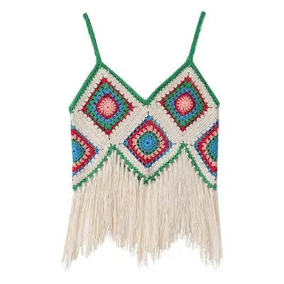 Bohemian Tassel V-Neck Knitted Vest Top