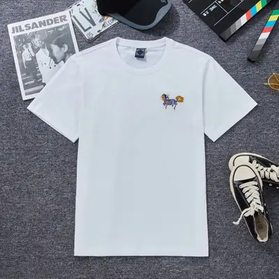Young Men Pure Cotton Unicorn T-Shirt Black Loose Fit