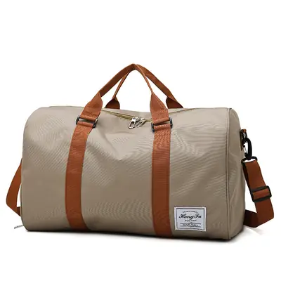 Purple Large Travel Bag with Leather Strap