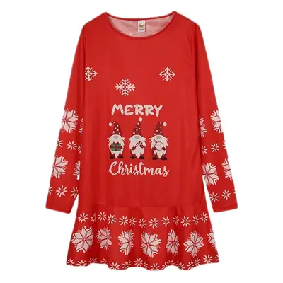 Red Snowflake Elk Print Christmas Dress for Women