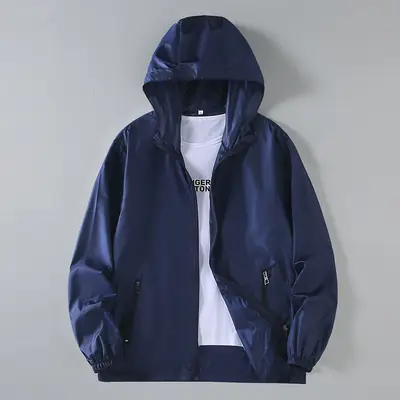 Men Navy Hooded Jacket Large M-7XL260
