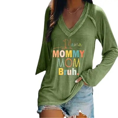 2022 V-Collar Mommy Mommy T-Shirt Green
