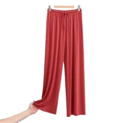Red Modal Wide Leg Pants Spring Summer 2022