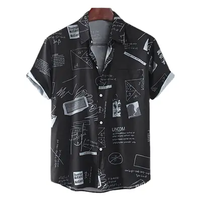 Men's Printed Short Sleeve Hawaiian Shirt White 2024