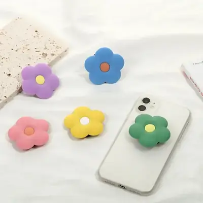 Green Flower Mobile Phone Bracket with Yellow Center