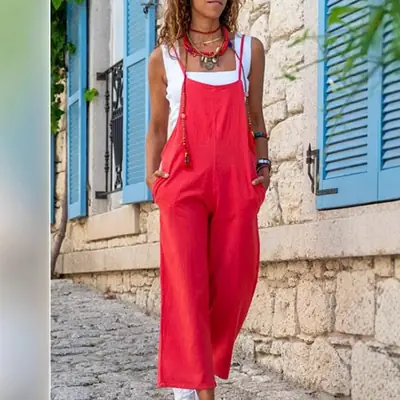Women's Blue Casual Capri Pants with White Top Back