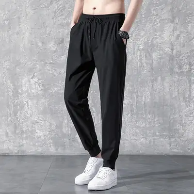 Men Black Sports Casual Leggings Spring Summer Wear