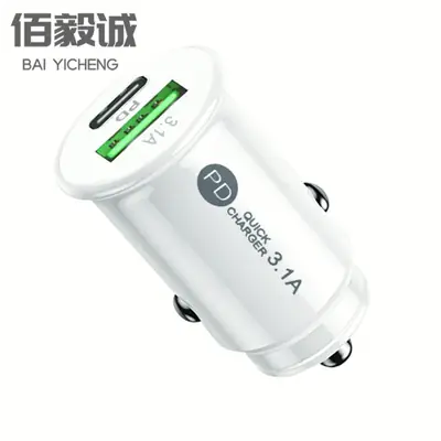 PD Fast Charging Car Charger 3.1A White