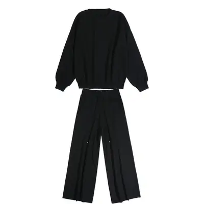 Women 2-Piece Black Sweatshirt Harem Pants Set