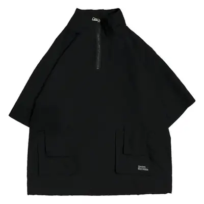 Men Black Zipper T-Shirt Set Spring Summer