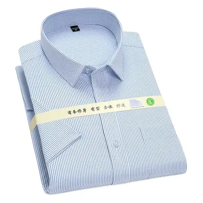 Men Blue Striped Flap Pocket Shirt