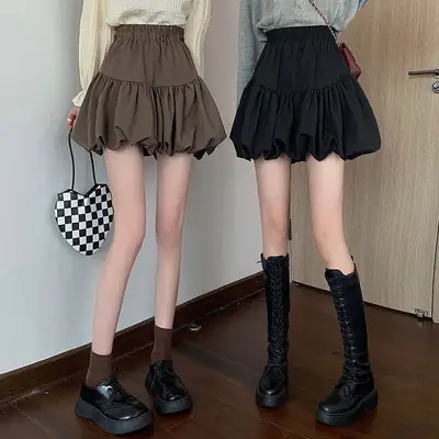Black Fluffy A-Line Skirt for Women 2025