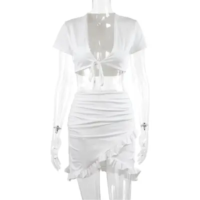 Orange Ruffled Two-Piece Summer Set for Women