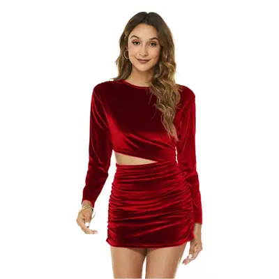 Sexy Gold Velvet Nightdress Open Waist Short