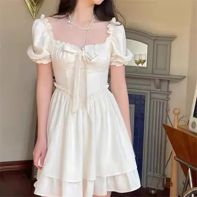 Women's White Squares Skirt Dress 2022
