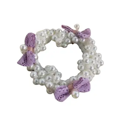 Girls Hair Bow with Pearl Flower Decor