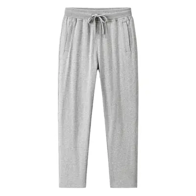 Men Pure Cotton Straight Cut Trousers Plus Size Grey