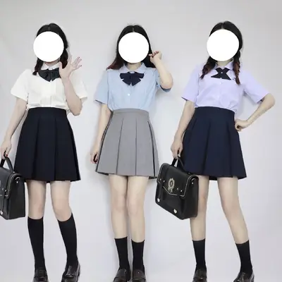 Spot wholesale 8-piece pleated skirt solid brown school uniform