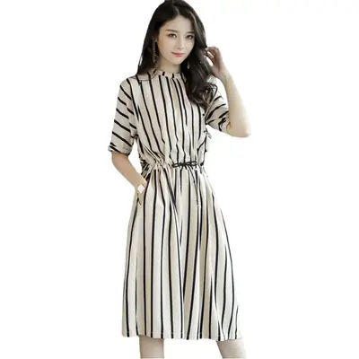 2025 Summer Striped Cross-Border Dress Large Size