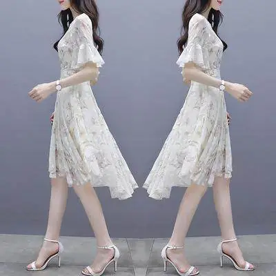 Women's Printed Chiffon Mid-Length Dress Summer 2022