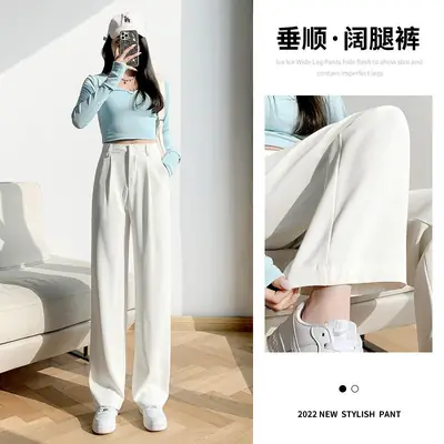 Women Wide Leg Pants Black High Waist Summer 2022
