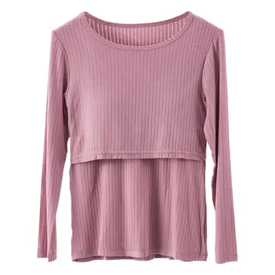 Pink Long Sleeve T-Shirt for Pregnant Women Large