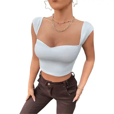 2026 Style Slim Fit Square Neck T-Shirt Tank Top
