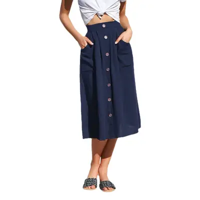 Red Loose Pocket Skirt for Women Spring Summer