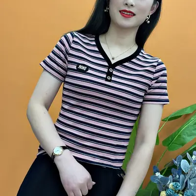 Women Striped Short Sleeve T-Shirt 2022 New Trendy