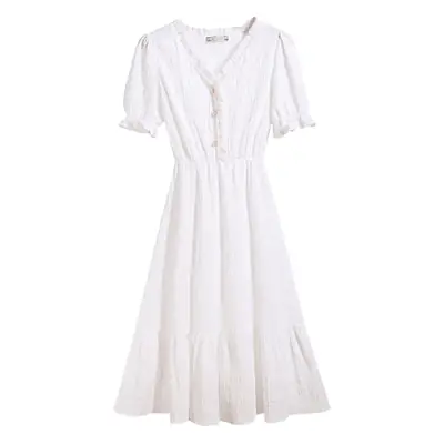 Korean Slimming V-Neck Dress Maroon 2022