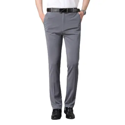 Men's Black Fleece Lined Business Pants Middle-aged Elderly