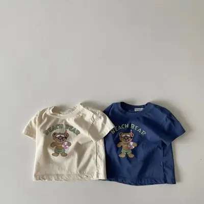 Baby Bear Print Short Sleeve T-Shirt Cream