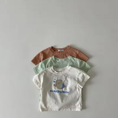 Baby T-shirt White Sea Lion Print Short Sleeve