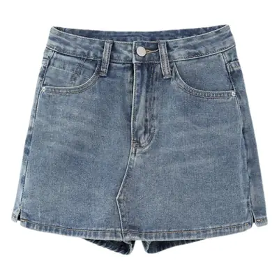 Plus Size Dark Blue Retro Hottie A-Line Denim Skirt