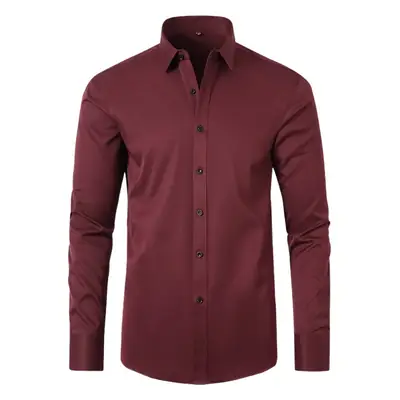 Men's Blue Button Shirt Wrinkle Resistant Plus Size