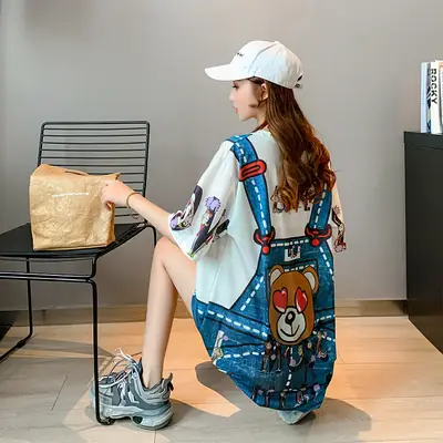 Women Crossbody Printed T-Shirt Dress Summer 2025