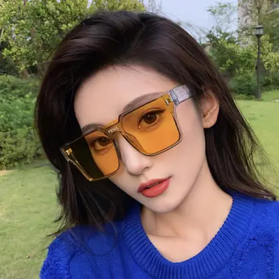 Men & Women Large Frame Sunglasses Yellow Tinted Fashion Glasses