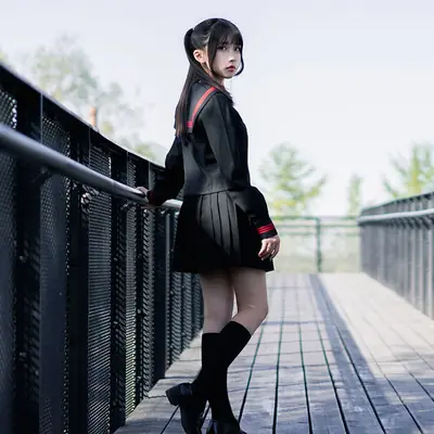 Japanese Orthodox Jk Uniform Dark Black Red Bad Skirt Suit