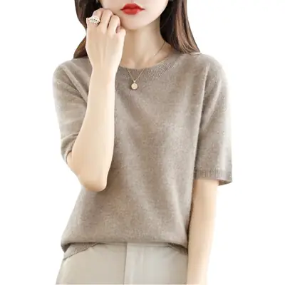 Gentle Green Knit T-Shirt Large Women Spring Summer