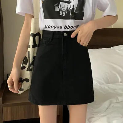 Women Denim High Waist Shorts Black Summer 2022