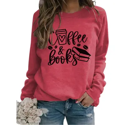 Women Coffee & Books Sweatshirt Grey Large
