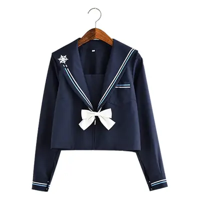 Women's Navy White School Uniform with Snowflake Embroidery
