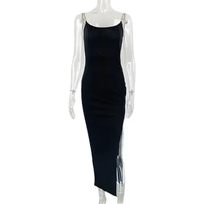 Black Sexy Slit Long Dress for Women