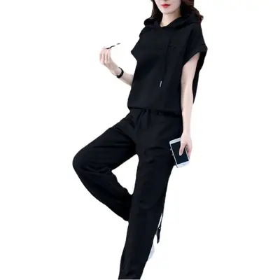Plus Size Women Hooded Sweatshirt Set Gray 2025