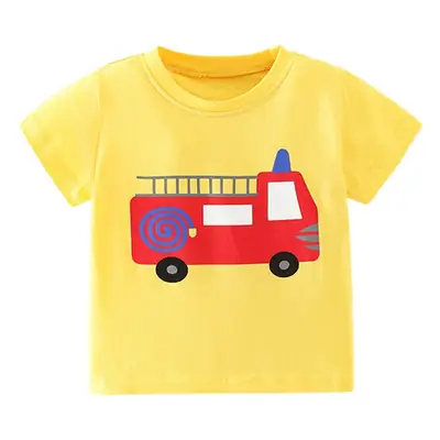 Summer Kids T-Shirt Pure Cotton Yellow Round Neck