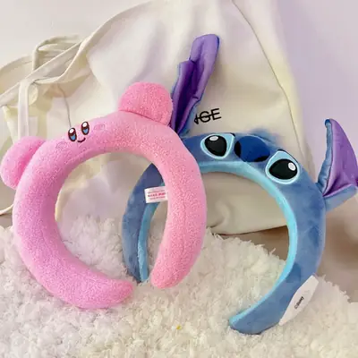 Cute Stitch Headband for Girls Blue Pink Soft Fleece