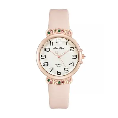 Women's Bow Dial Quartz Watch Rose Gold Black Strap