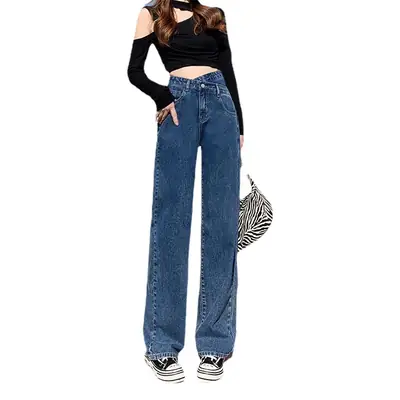 Women's Irregular Cross Jeans Wide Leg Trousers 2022