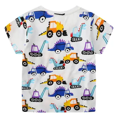 New Boys' Cotton Knit T-Shirt with Truck Print